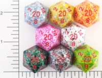 Dice : D20 OPAQUE ROUNDED SPECKLED WITH RED 2