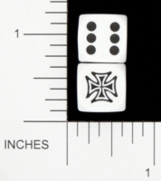 Dice : D6 OPAQUE ROUNDED SOLID TATTOO MAMMA IRON CROSS 01