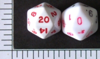 Dice : D20 OPAQUE ROUNDED SOLID WHITE 1