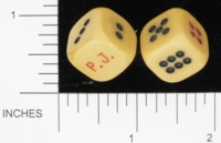 Dice : D6 OPAQUE ROUNDED SOLID UNKNOWN ORIENTAL P J 01