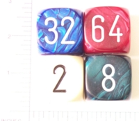 Dice : NON NUMBERED OPAQUE ROUNDED SOLID DOUBLING 1