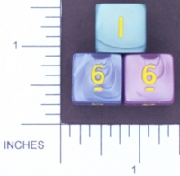 Dice : NUMBERED OPAQUE ROUNDED IRIDESCENT KOPLOW 01