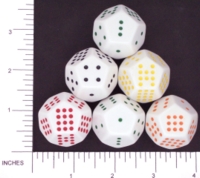 Dice : D12 OPAQUE ROUNDED SOLID WHITE KOPLOW PIPPED 01