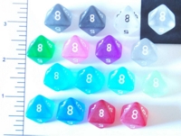 Dice : D8 TRANSLUCENT ROUNDED SOLID FROSTED 1