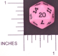 Dice : D20 OPAQUE ROUNDED SOLID PINK KOPLOW 01