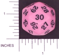 Dice : D30 OPAQUE ROUNDED SOLID PINK KOPLOW 01