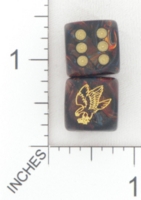 Dice : D6 OPAQUE ROUNDED SWIRL CHESSEX CUSTOM 39 FOR JSPASSNTHRU EAGLE