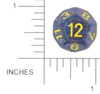 Dice : D12 OPAQUE ROUNDED SPECKLED WITH YELLOW 2