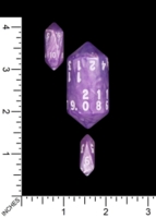 Dice : MINT74 CRYSTAL CASTE PEARL SPINDLE PURPLE WHITE