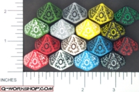 Dice : D10 OPAQUE ROUNDED SOLID Q WORKSHOP RUNIC 01