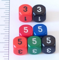 Dice : NUMBERED OPAQUE ROUNDED SOLID ALTERNATE NUMBERS 01