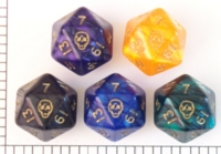 Dice : D20 OPAQUE ROUNDED IRIDESCENT CC SKULL