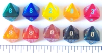 Dice : D8 OPAQUE ROUNDED IRIDESCENT CRYSTAL CASTE ANCIENTS SATIN