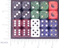 Dice : D6 OPAQUE ROUNDED SPECKLED CHESSEX 09 YIN YANG