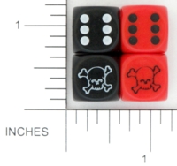 Dice : D6 OPAQUE ROUNDED SOLID TATTOO MAMMA SKULL 01