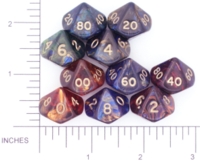 Dice : D10 OPAQUE ROUNDED IRIDESCENT CRYSTAL CASTE SPECTRUM 01