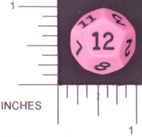 Dice : D12 OPAQUE ROUNDED SOLID PINK KOPLOW 01