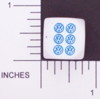Dice : D6 OPAQUE ROUNDED SOLID WHITE VOLKSWAGEN WEIGHTED
