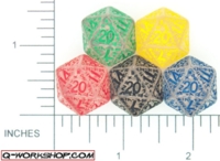Dice : D20 CLEAR ROUNDED SOLID Q WORKSHOP RUNIC 01