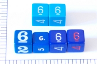 Dice : NUMBERED OPAQUE SHARP SOLID 6 BLUE