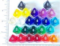 Dice : D8 CLEAR ROUNDED SOLID 1