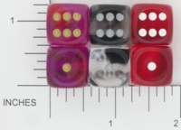 Dice : D6 TRANSLUCENT ROUNDED SWIRL CHESSEX 01