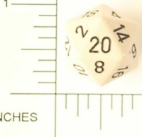 Dice : D20 OPAQUE ROUNDED SOLID IVORY