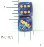 Dice : D6 OPAQUE ROUNDED SWIRL CHESSEX CUSTOM 22 FOR JSPASSNTHRU ORIENTAL DRAGON