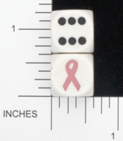 Dice : D6 OPAQUE ROUNDED SOLID CHARITY CHESSEX BREAST CANCER