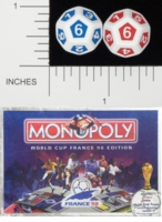 Dice : D12 OPAQUE ROUNDED SOLID WADDINGTONS WORLD CUP 98 MONOPOLY 01