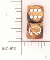 Dice : D6 OPAQUE ROUNDED SWIRL CHESSEX CUSTOM 30 FOR JSPASSNTHRU BISON