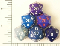 Dice : D20 OPAQUE ROUNDED SOLID BLUE PURPLE GREY