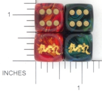Dice : D6 OPAQUE ROUNDED SWIRL CHESSEX CUSTOM 21 FOR JSPASSNTHRU ORIENTAL DRAGON