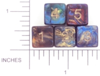 Dice : NUMBERED OPAQUE ROUNDED IRIDESCENT CC SPECTRUM 01