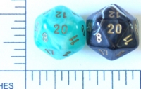 Dice : D20 OPAQUE ROUNDED SWIRL CRYSTAL CASTE SILK 2