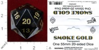 Dice : D20 CLEAR ROUNDED SOLID KOPLOW SMOKE GOLD