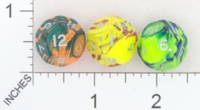 Dice : D12 OPAQUE ROUNDED SWIRL CRYSTAL CASTE TOXIC 01