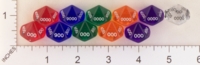 Dice : D10 CLEAR ROUNDED SOLID CRYSTAL CASTE PLACE VALUE 01
