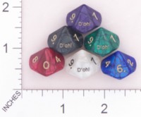 Dice : D10 OPAQUE ROUNDED SWIRL CRYSTAL CASTE DOH 01