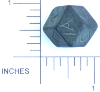 Dice : D12 OPAQUE ROUNDED SOLID BLACK LOUVRE EGYPTIAN COPY